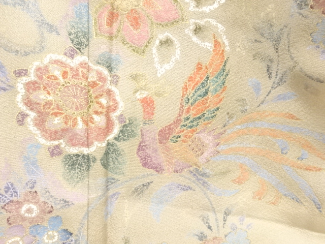  鳳凰に花唐草模様一つ紋訪問着